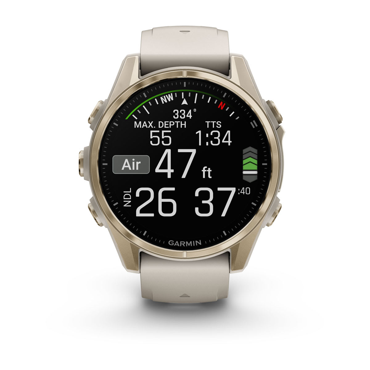 fēnix® 8 – 43 mm, AMOLED Sapphire, Soft Gold with Fog Gray/Dark Sandstone Silicone Band - Image 8