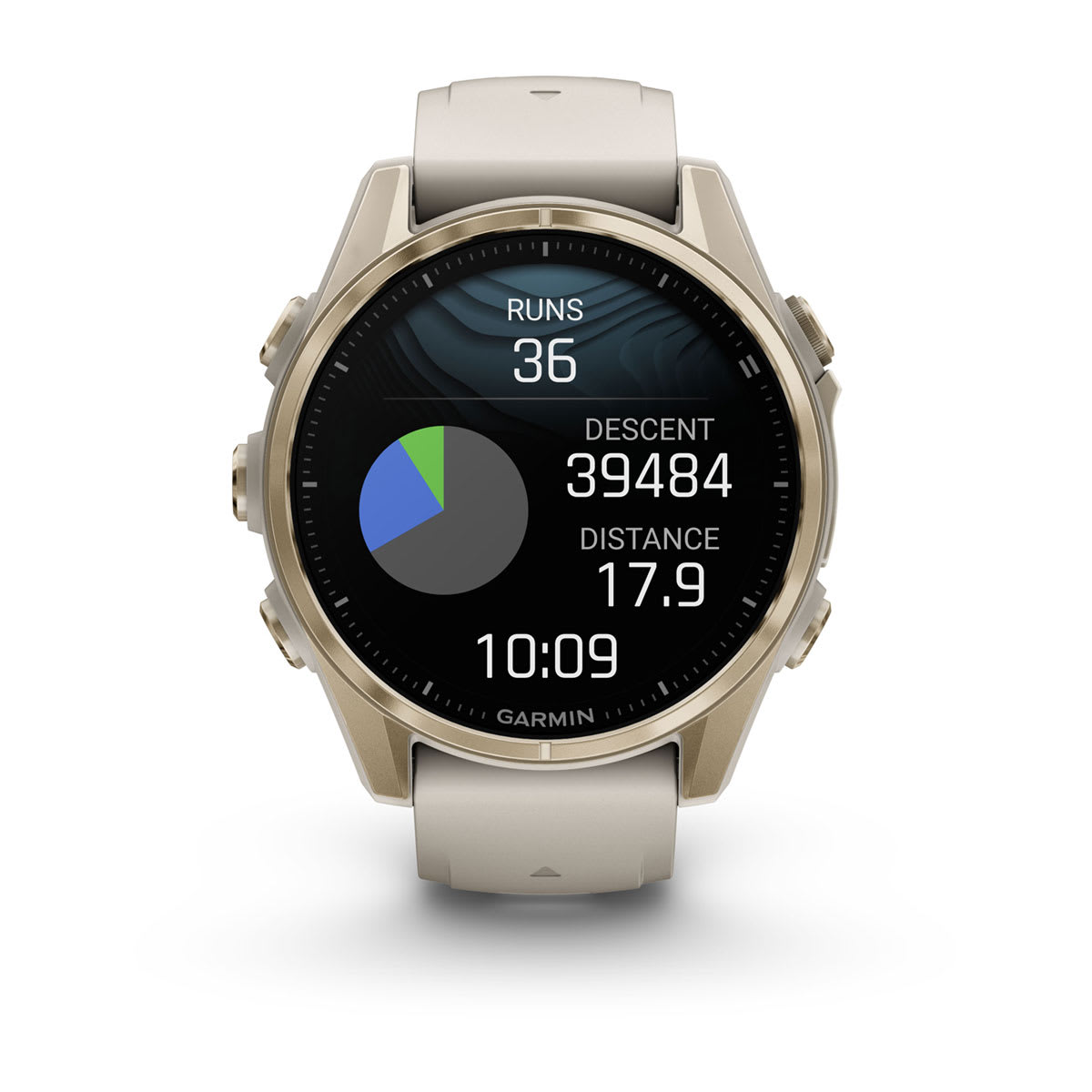 fēnix® 8 – 43 mm, AMOLED Sapphire, Soft Gold with Fog Gray/Dark Sandstone Silicone Band - Image 9