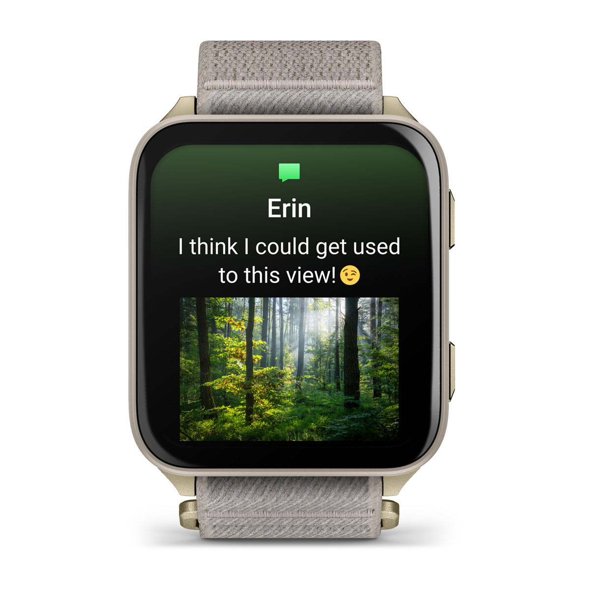 Venu® X1 Soft Gold with Titanium Caseback and French Gray Nylon Band - Image 4