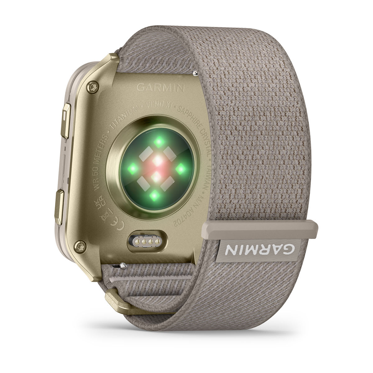 Venu® X1 Soft Gold with Titanium Caseback and French Gray Nylon Band - Image 7