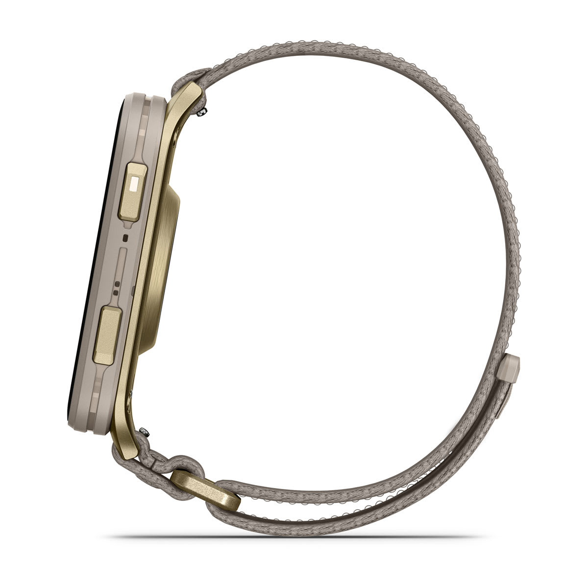 Venu® X1 Soft Gold with Titanium Caseback and French Gray Nylon Band - Image 8