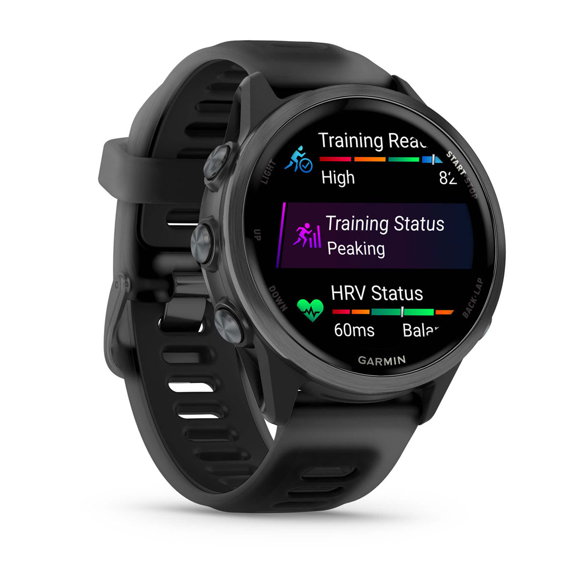Forerunner® 570 - 42mm Slate Gray Aluminum with Translucent Black/Black Band - Image 3