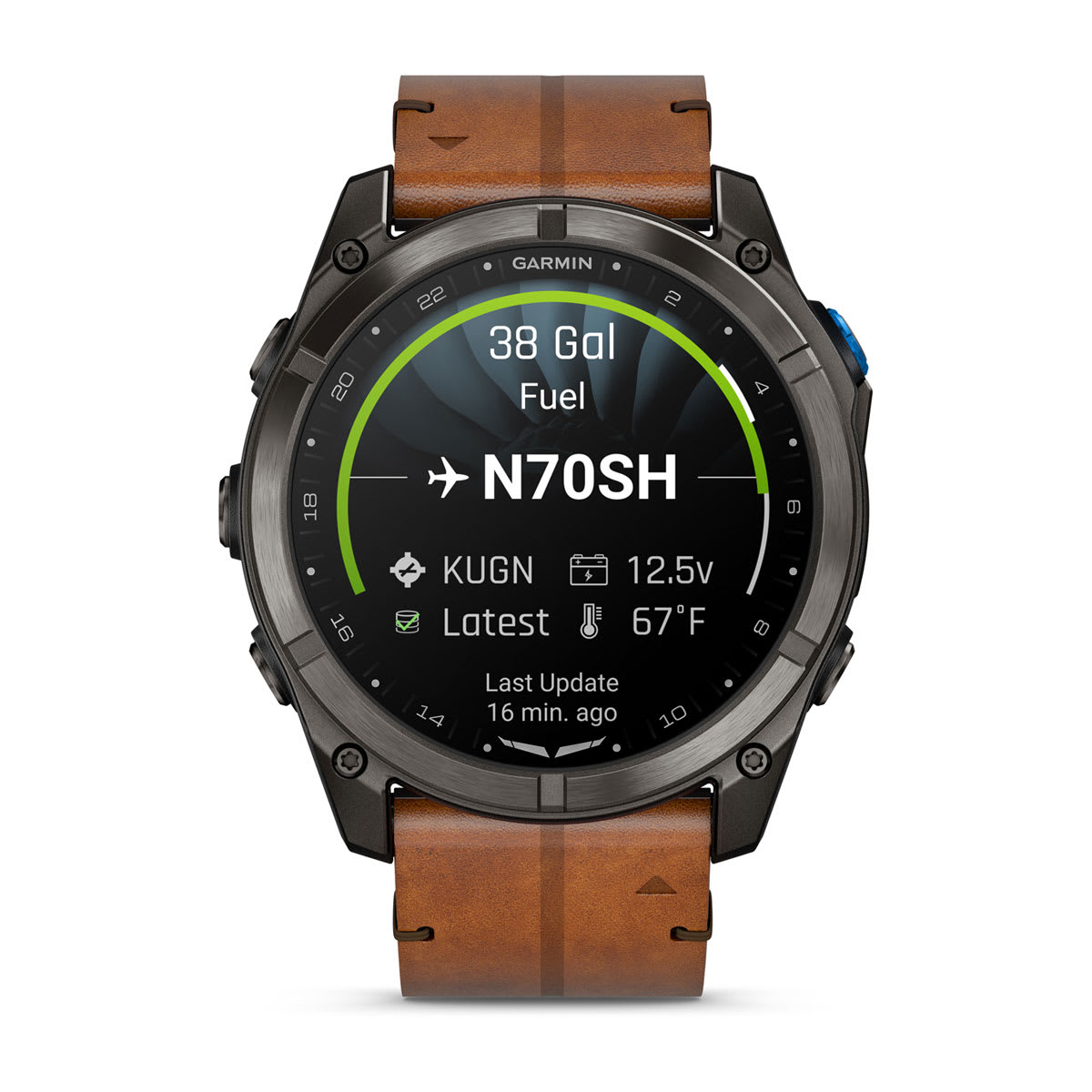 D2™ Mach 2 Pro Carbon Gray DLC Titanium with Chestnut Leather Band - Image 10