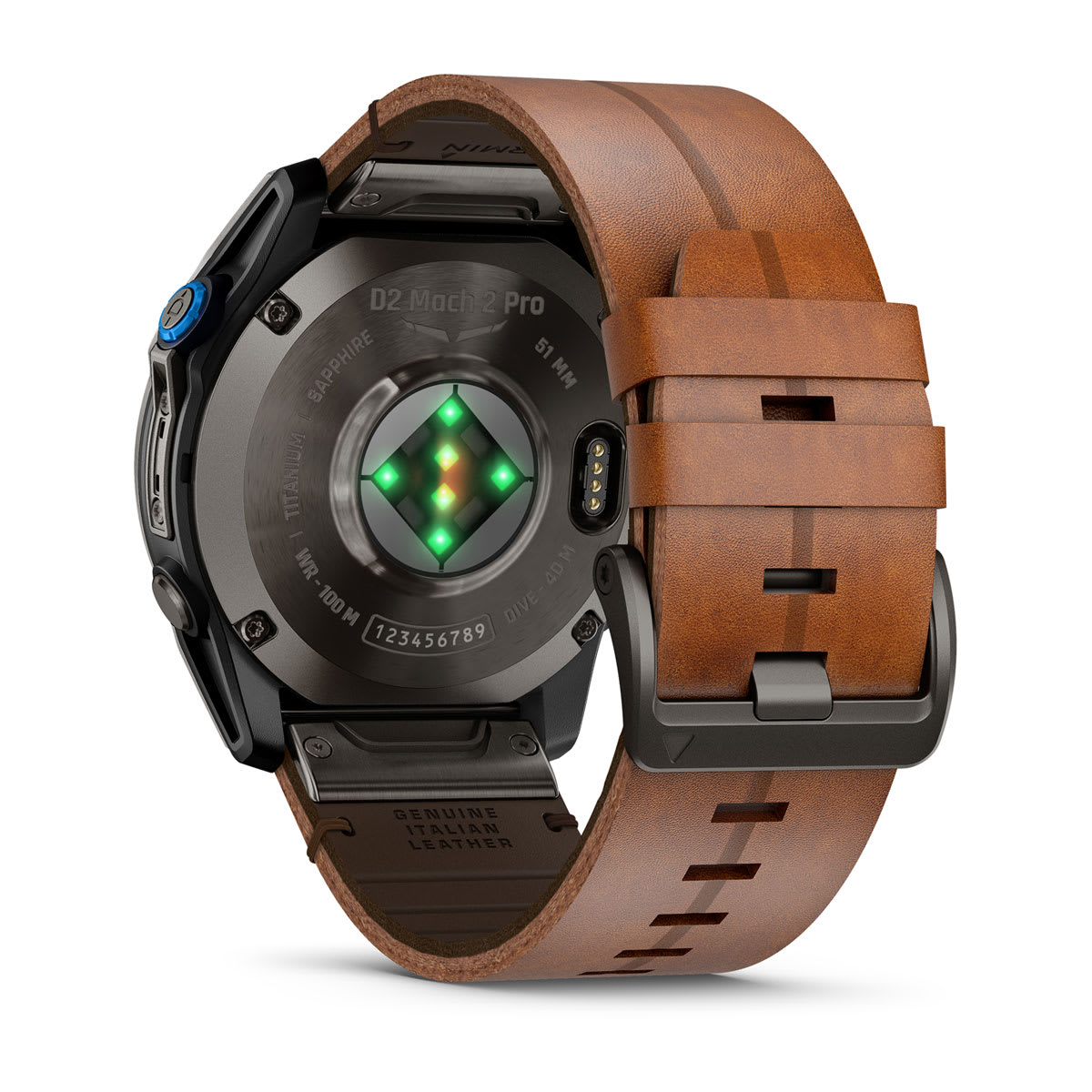 D2™ Mach 2 Pro Carbon Gray DLC Titanium with Chestnut Leather Band - Image 12