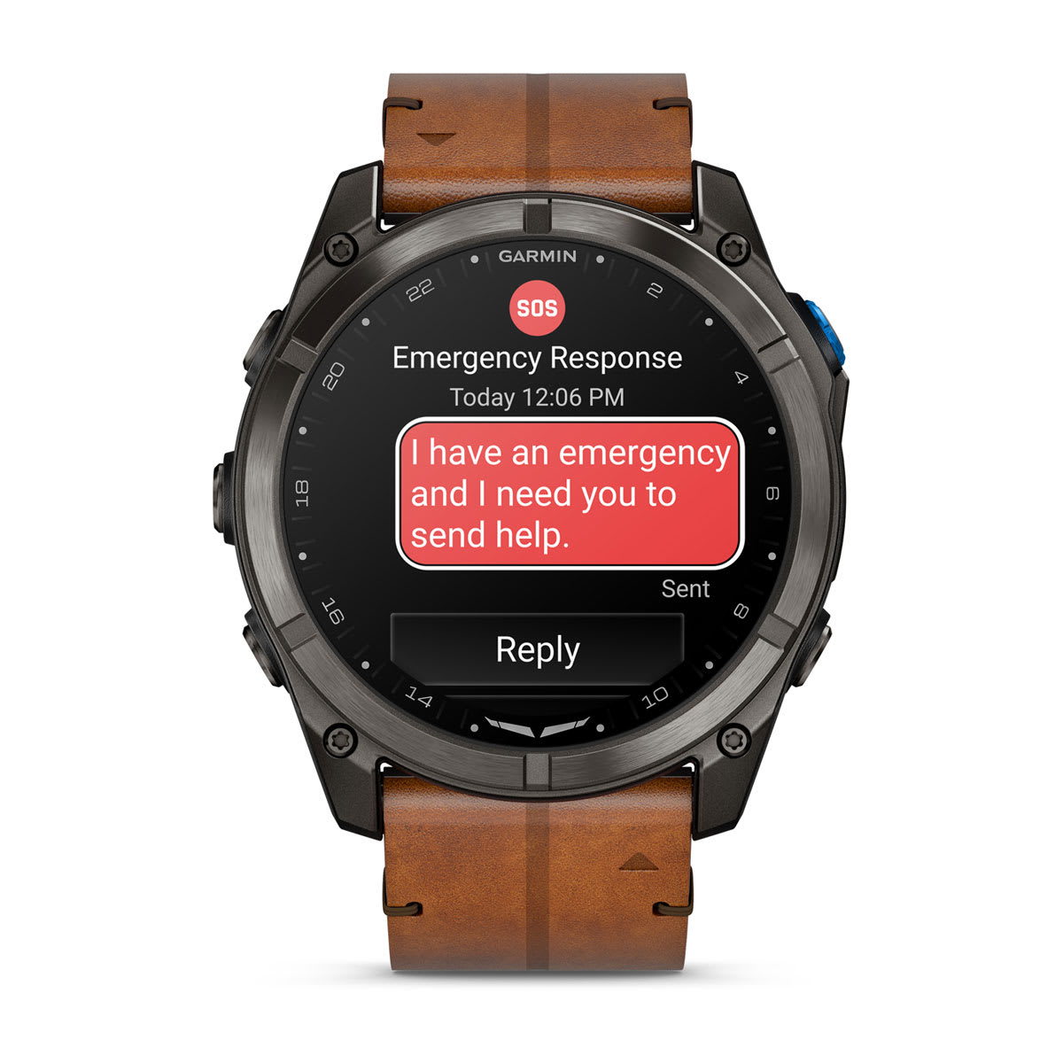 D2™ Mach 2 Pro Carbon Gray DLC Titanium with Chestnut Leather Band - Image 2