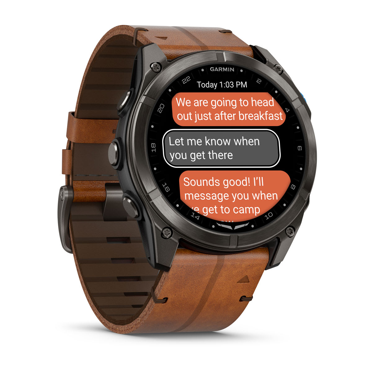 D2™ Mach 2 Pro Carbon Gray DLC Titanium with Chestnut Leather Band - Image 3