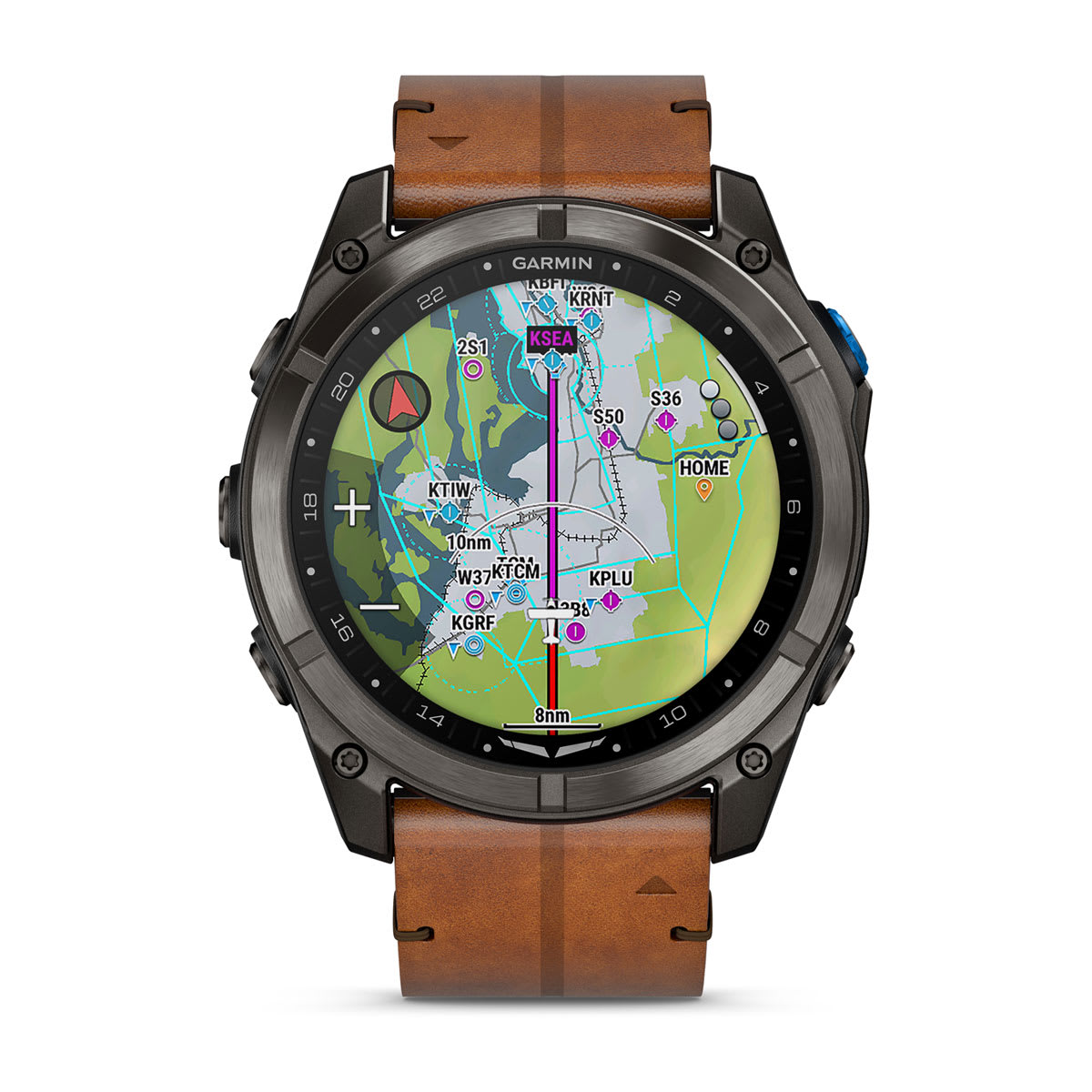 D2™ Mach 2 Pro Carbon Gray DLC Titanium with Chestnut Leather Band - Image 6