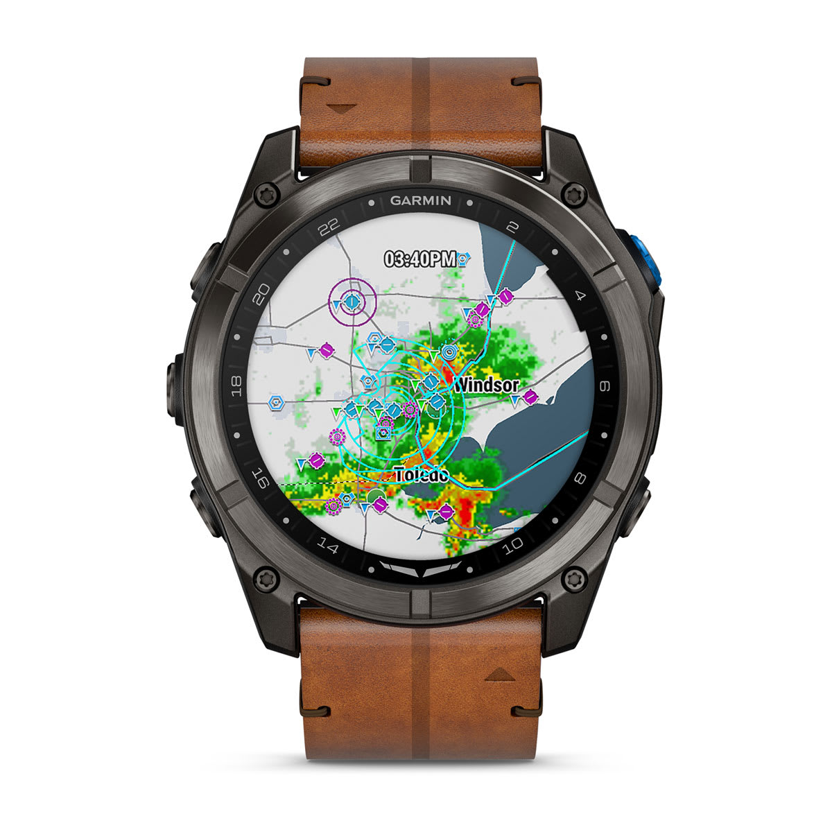 D2™ Mach 2 Pro Carbon Gray DLC Titanium with Chestnut Leather Band - Image 7