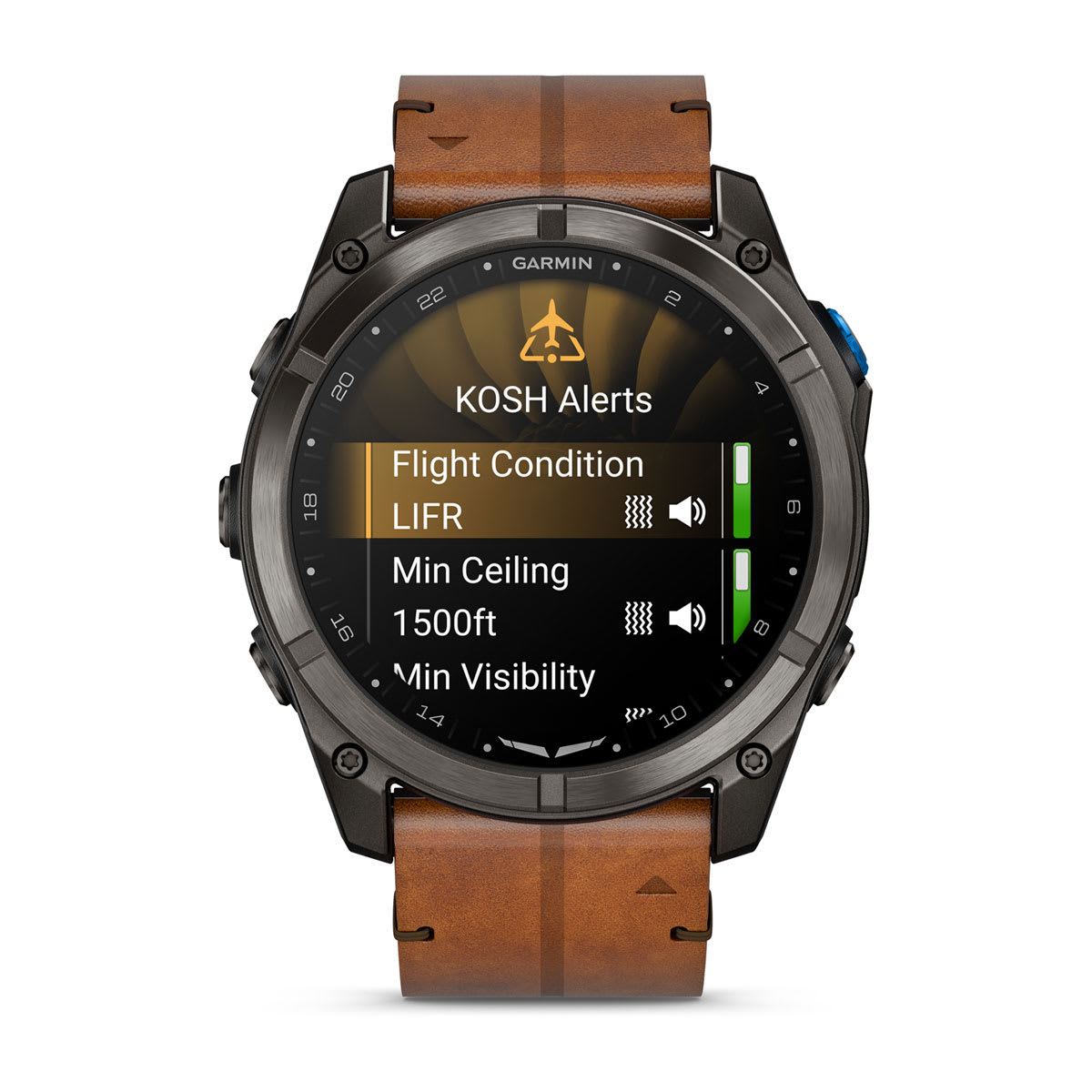 D2™ Mach 2 Pro Carbon Gray DLC Titanium with Chestnut Leather Band - Image 8