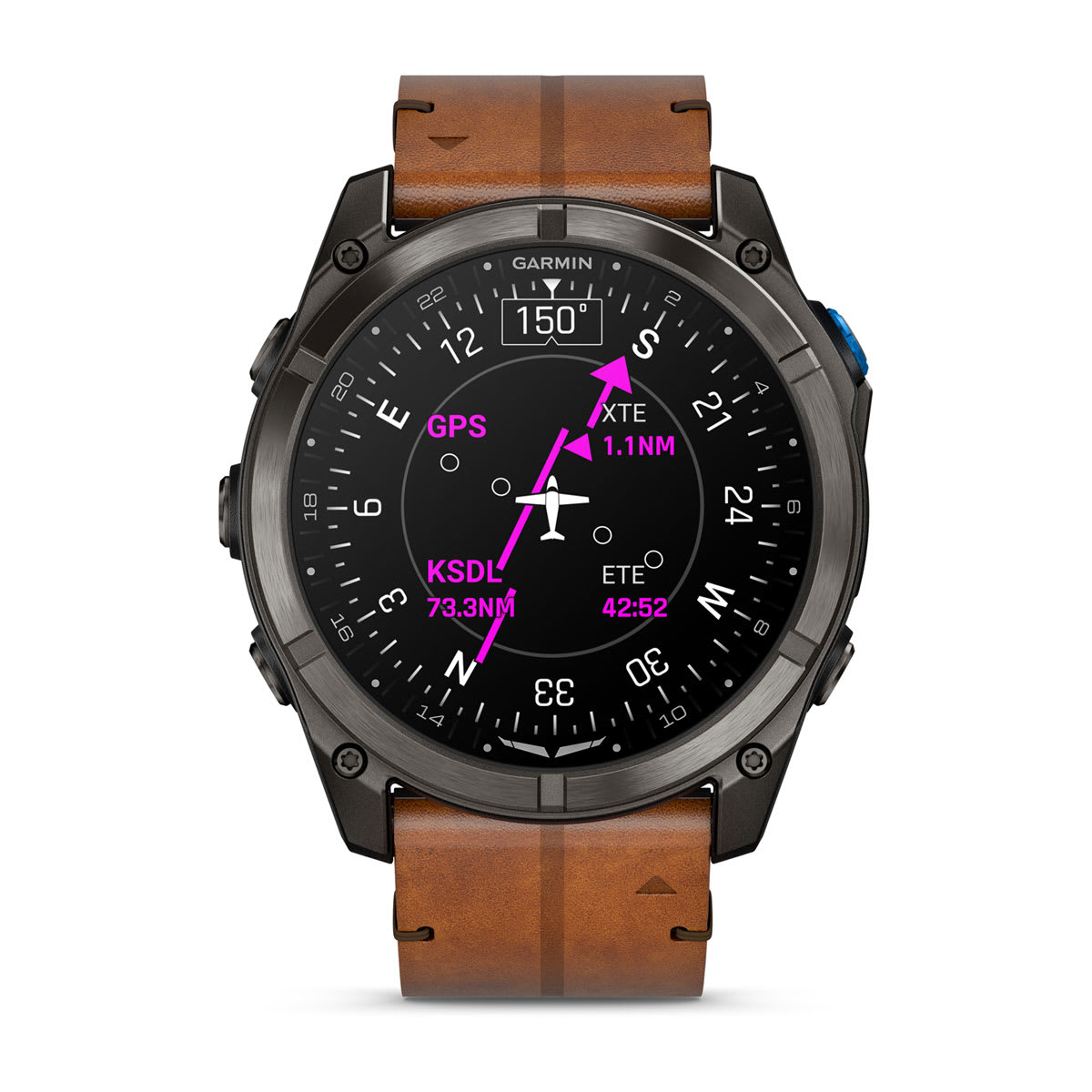 D2™ Mach 2 Pro Carbon Gray DLC Titanium with Chestnut Leather Band - Image 9
