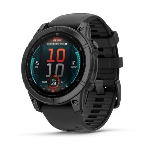 fēnix® E – 47 mm, AMOLED Slate Gray Steel with Black Silicone Band