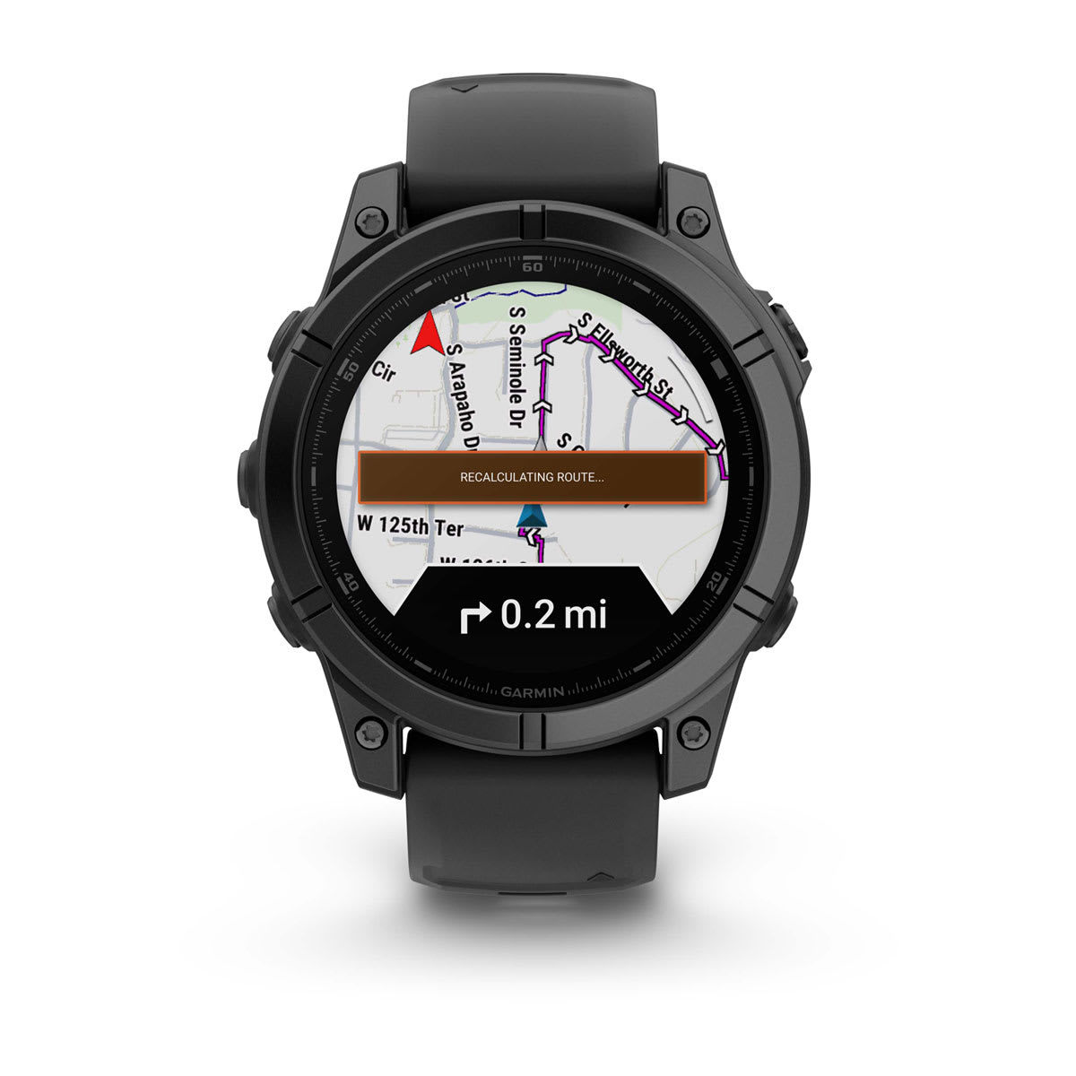 fēnix® E – 47 mm, AMOLED Slate Gray Steel with Black Silicone Band - Image 2