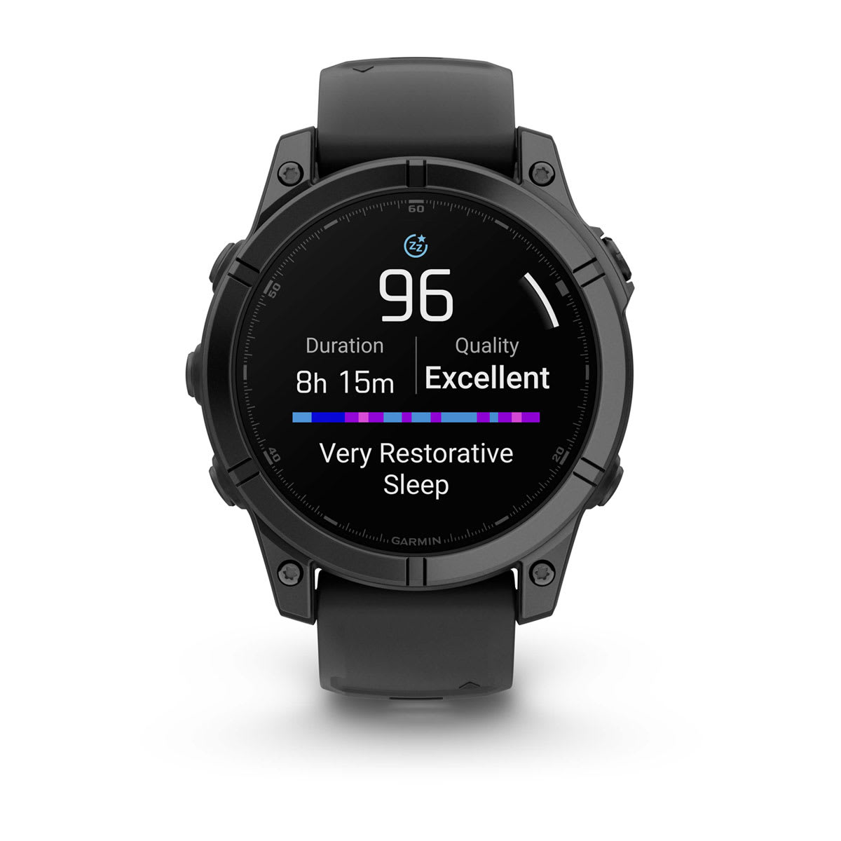 fēnix® E – 47 mm, AMOLED Slate Gray Steel with Black Silicone Band - Image 9
