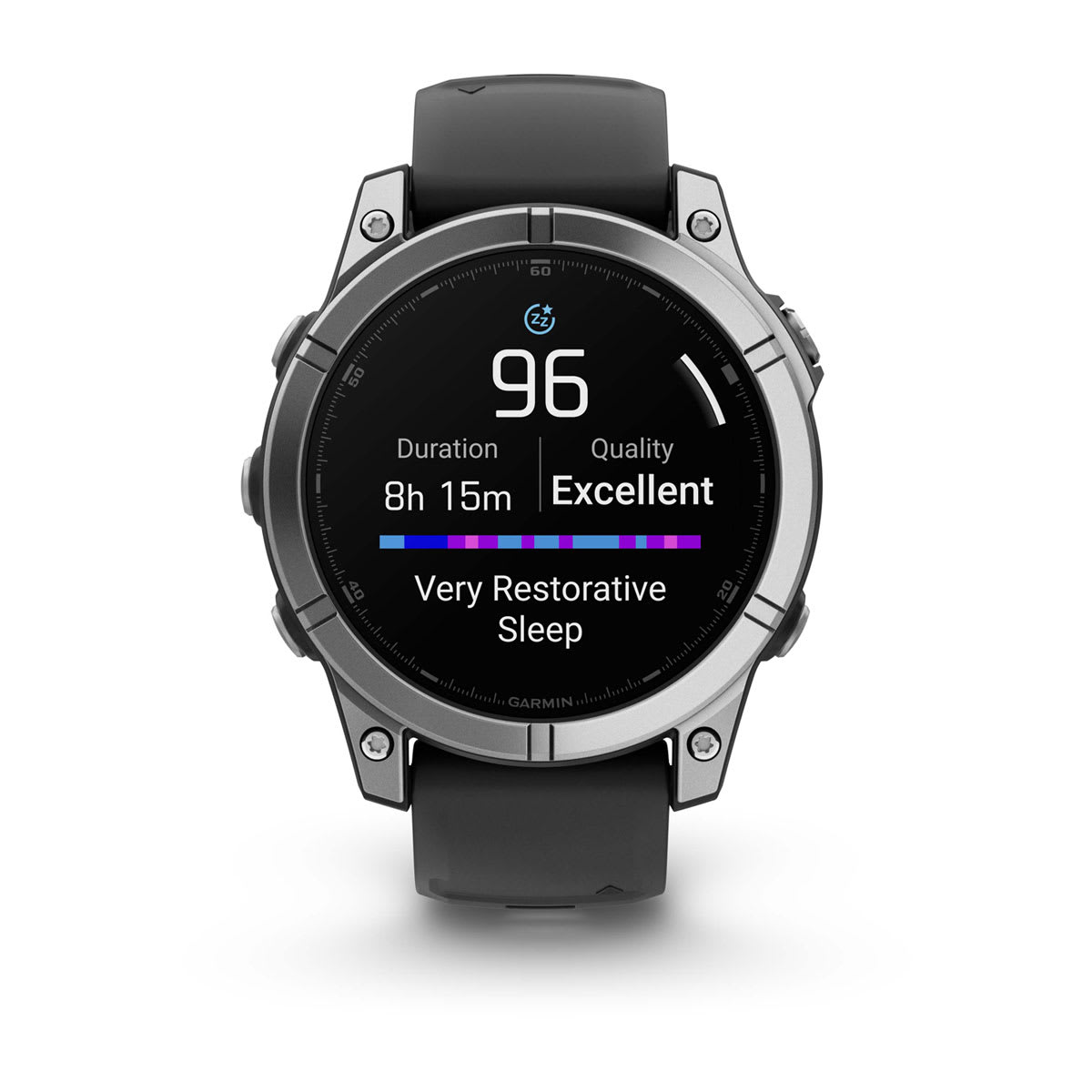 fēnix® E – 47 mm, AMOLED Stainless Steel with Black Silicone Band - Image 9