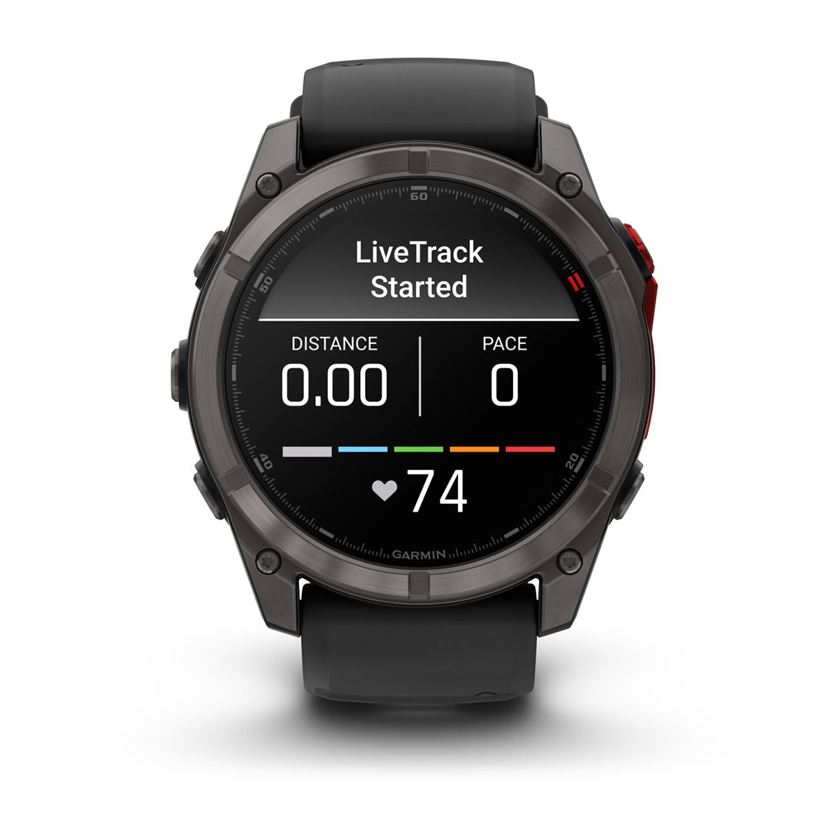 fēnix® 8 Pro – 51 mm, MicroLED Sapphire, Carbon Gray DLC Titanium with Black/Pebble Gray Silicone Band - Image 8
