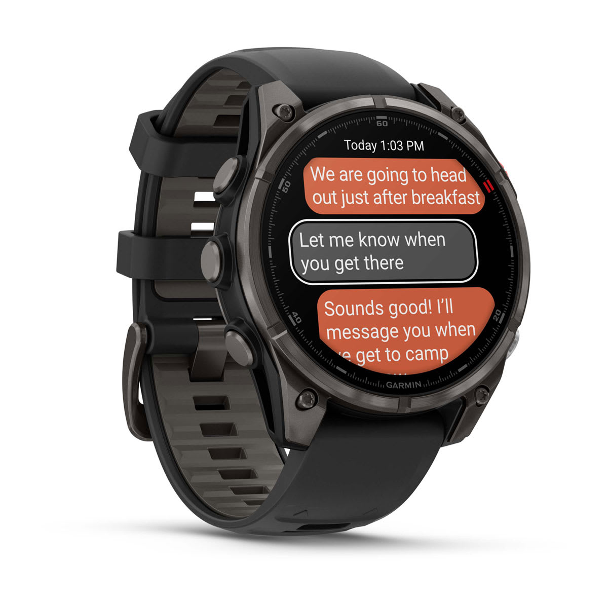 fēnix® 8 Pro – 47 mm, AMOLED Sapphire, Carbon Gray DLC Titanium with Black/Pebble Gray Silicone Band - Image 3