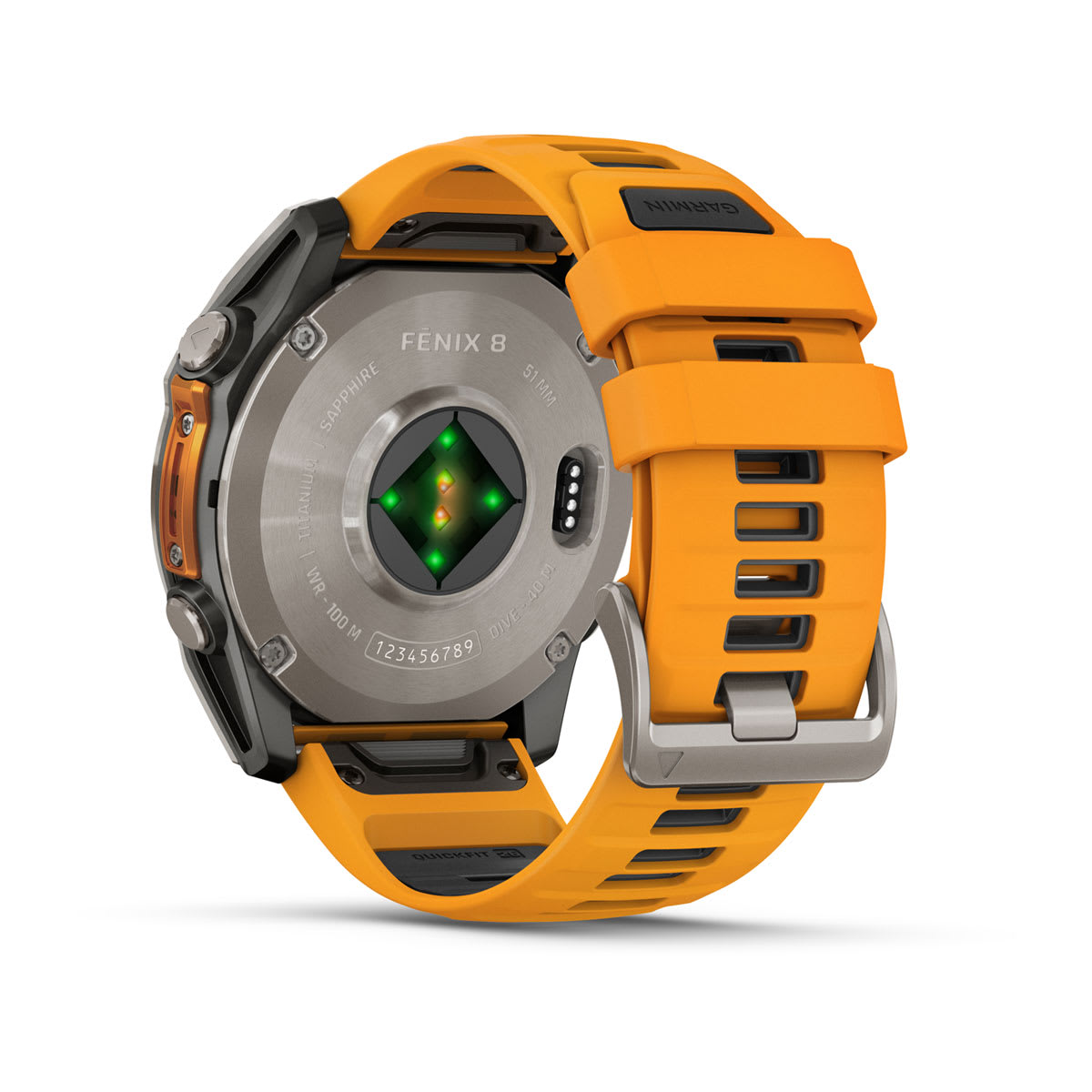 fēnix® 8 – 51 mm, AMOLED Sapphire, Titanium with Spark Orange/Graphite Silicone Band - Image 12