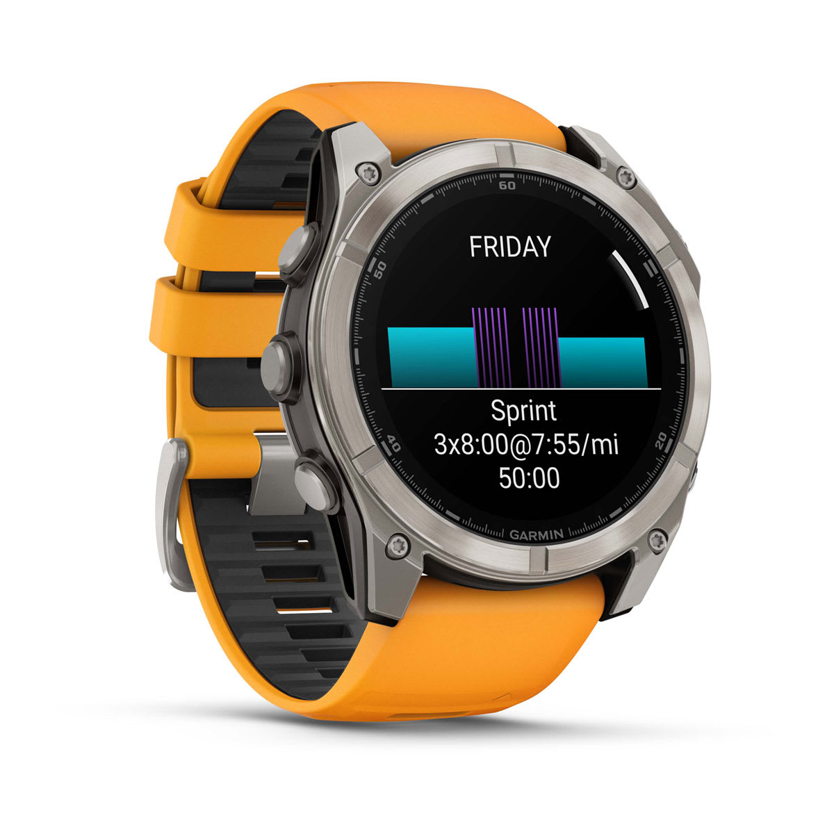 fēnix® 8 – 51 mm, AMOLED Sapphire, Titanium with Spark Orange/Graphite Silicone Band - Image 3