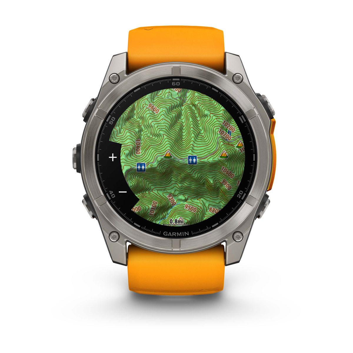 fēnix® 8 – 51 mm, AMOLED Sapphire, Titanium with Spark Orange/Graphite Silicone Band - Image 6