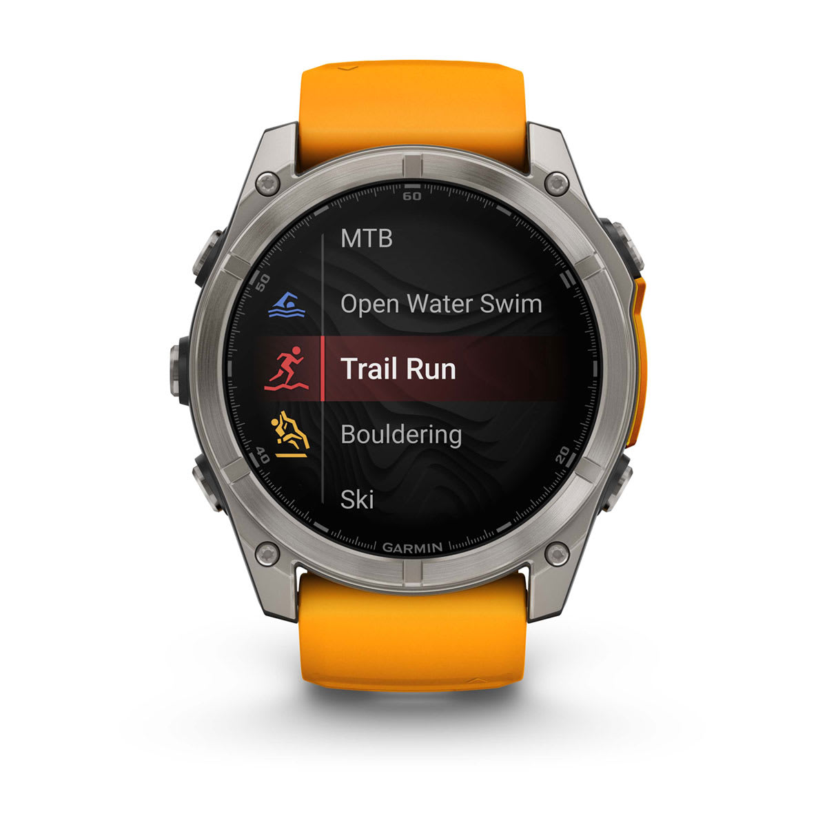 fēnix® 8 – 51 mm, AMOLED Sapphire, Titanium with Spark Orange/Graphite Silicone Band - Image 7