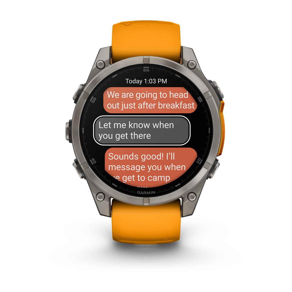 fēnix® 8 – 47 mm, AMOLED Sapphire, Titanium with Spark Orange/Graphite Silicone Band - Image 11