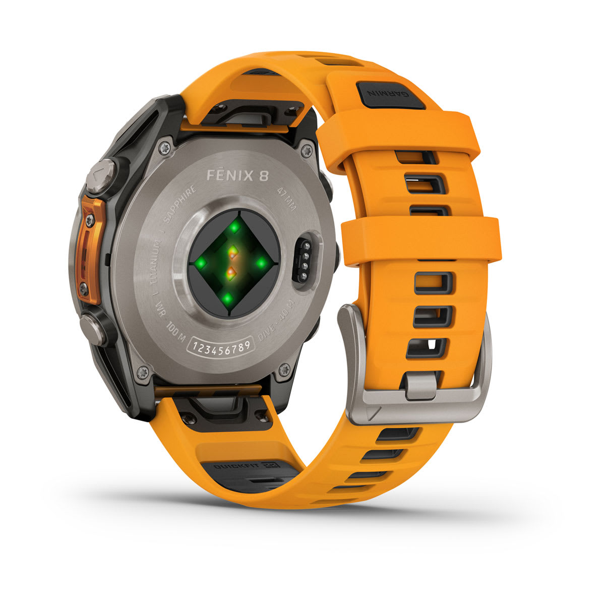 fēnix® 8 – 47 mm, AMOLED Sapphire, Titanium with Spark Orange/Graphite Silicone Band - Image 12