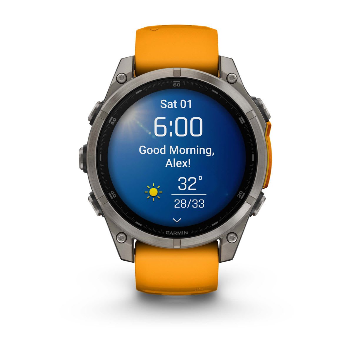 fēnix® 8 – 47 mm, AMOLED Sapphire, Titanium with Spark Orange/Graphite Silicone Band - Image 2