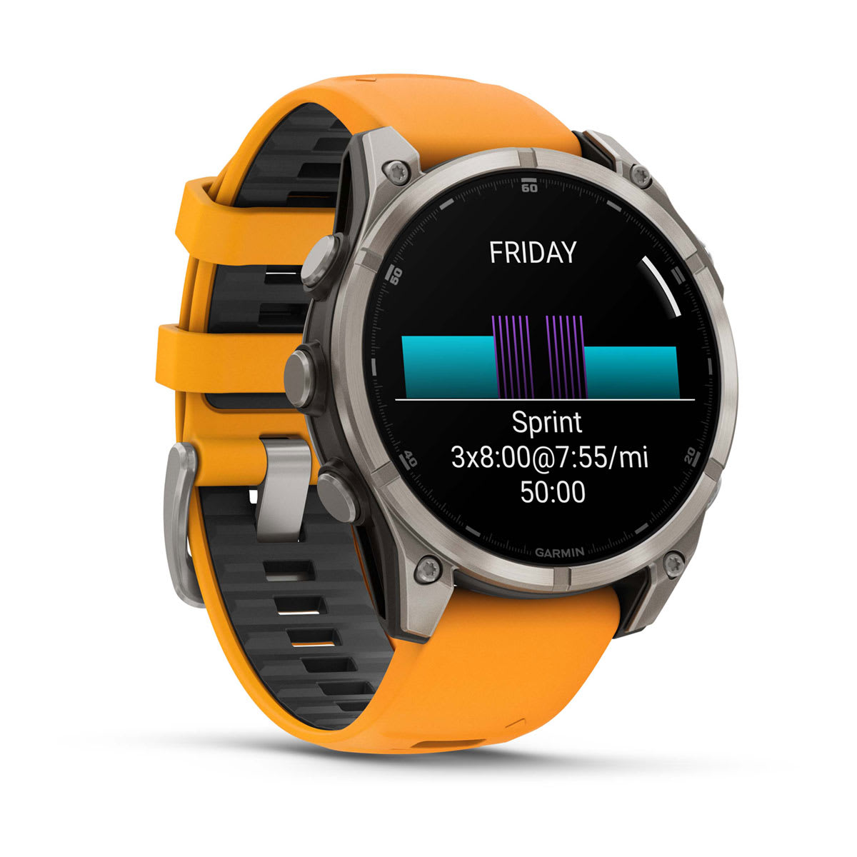 fēnix® 8 – 47 mm, AMOLED Sapphire, Titanium with Spark Orange/Graphite Silicone Band - Image 3