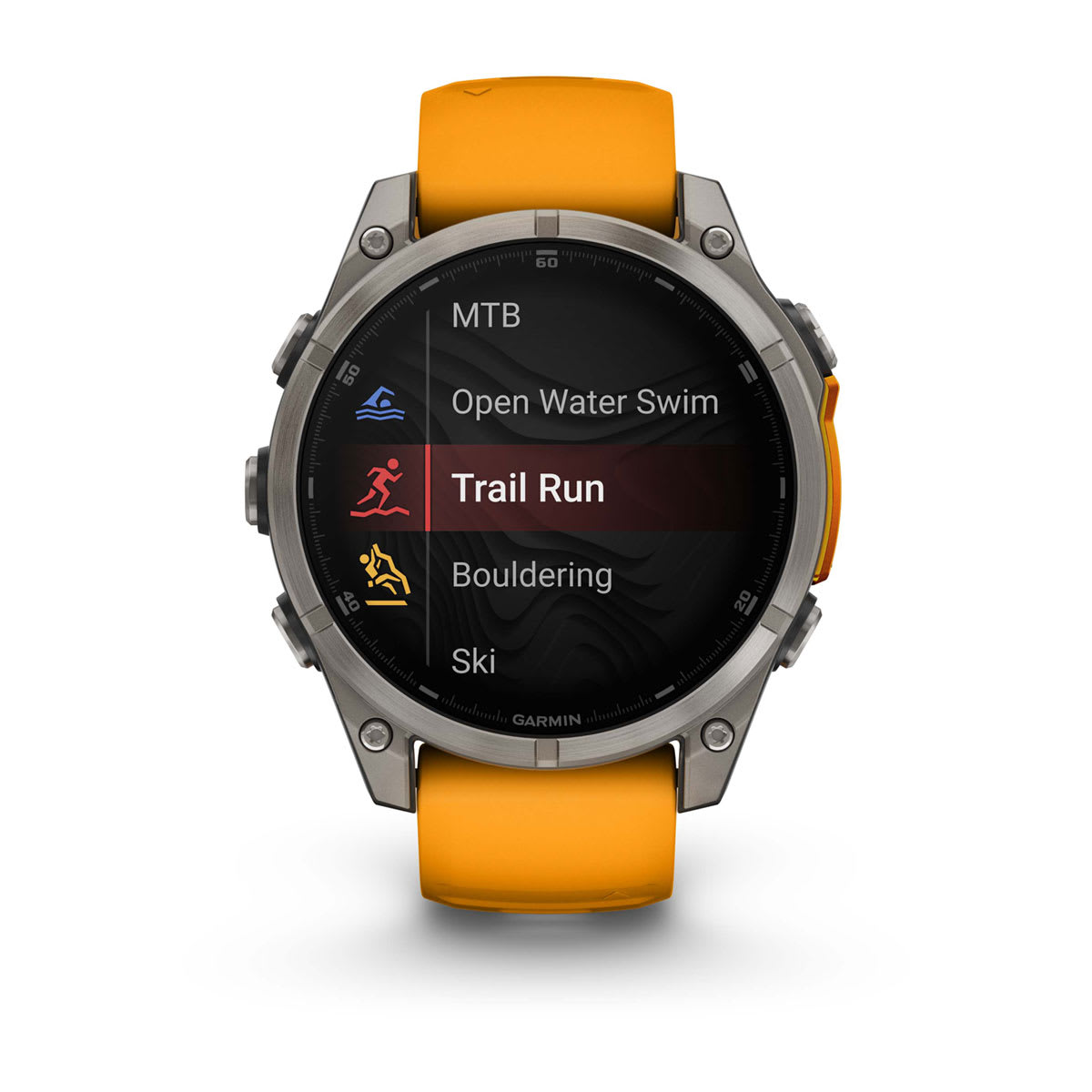 fēnix® 8 – 47 mm, AMOLED Sapphire, Titanium with Spark Orange/Graphite Silicone Band - Image 7