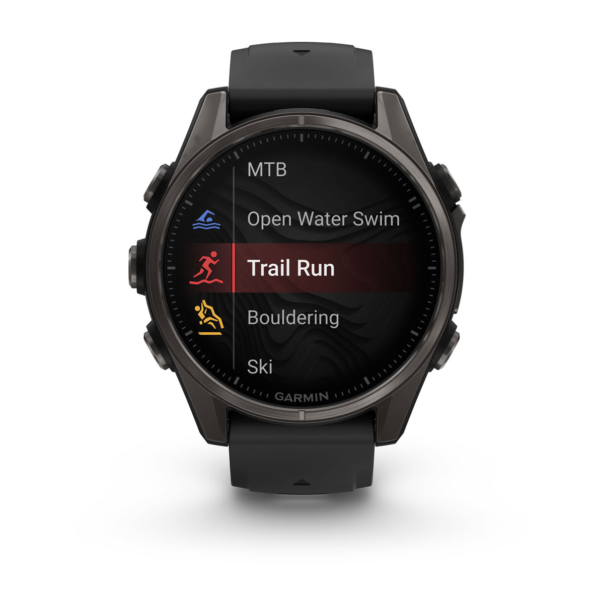 fēnix® 8 – 43 mm, AMOLED Sapphire, Carbon Gray DLC Titanium with Black/Pebble Gray Silicone Band - Image 7