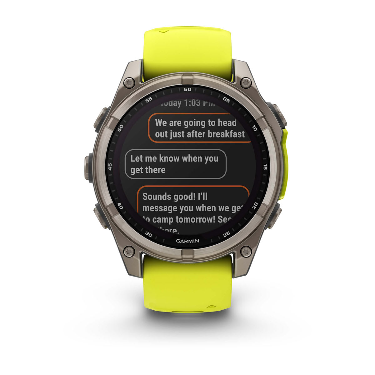 fēnix® 8 – 47 mm, Solar Sapphire, Titanium with Amp Yellow/Graphite Silicone Band - Image 10
