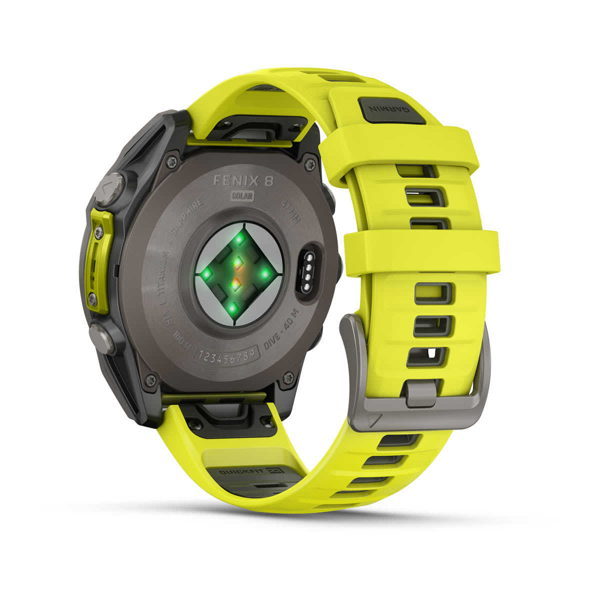 fēnix® 8 – 47 mm, Solar Sapphire, Titanium with Amp Yellow/Graphite Silicone Band - Image 12