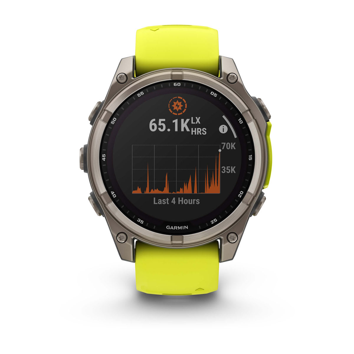 fēnix® 8 – 47 mm, Solar Sapphire, Titanium with Amp Yellow/Graphite Silicone Band - Image 2