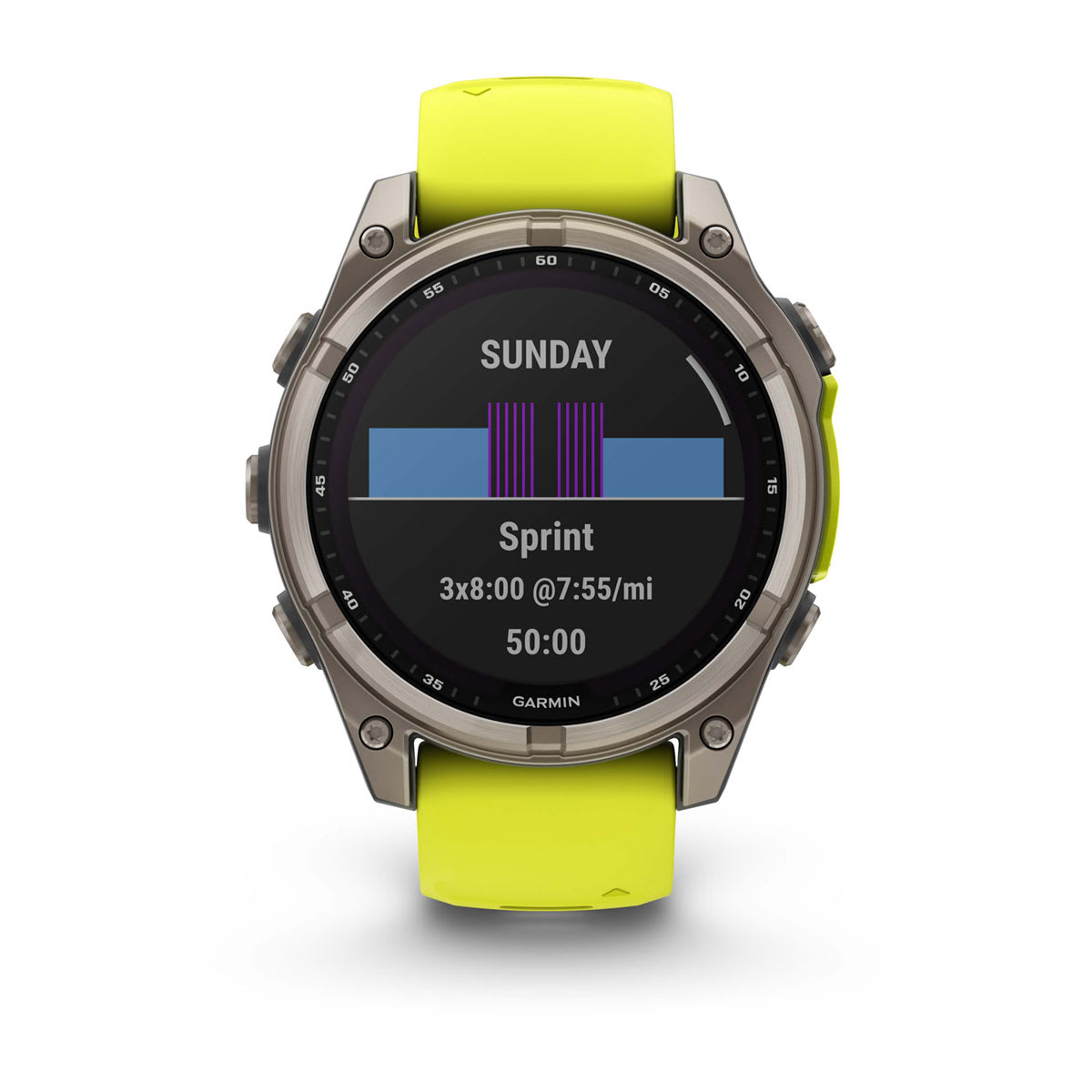 fēnix® 8 – 47 mm, Solar Sapphire, Titanium with Amp Yellow/Graphite Silicone Band - Image 4