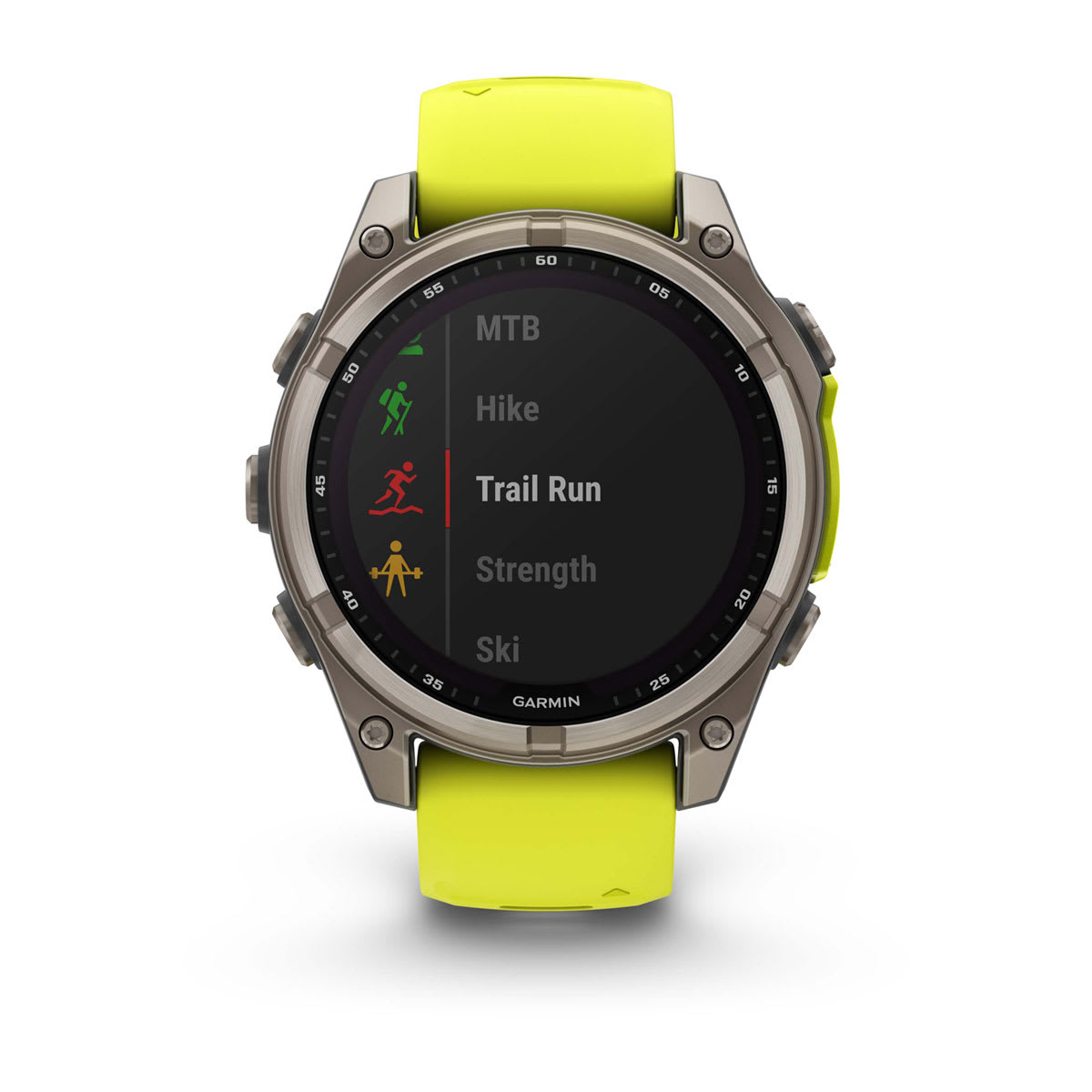 fēnix® 8 – 47 mm, Solar Sapphire, Titanium with Amp Yellow/Graphite Silicone Band - Image 7