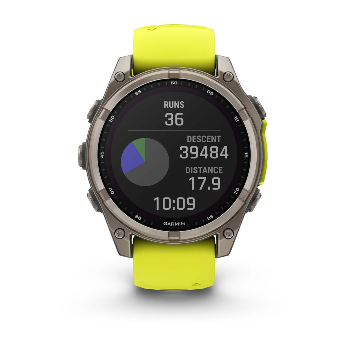 fēnix® 8 – 47 mm, Solar Sapphire, Titanium with Amp Yellow/Graphite Silicone Band - Image 9