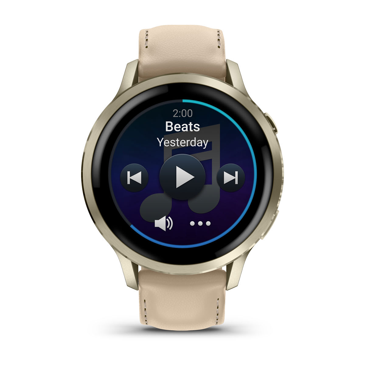 Venu® 4 – 41 mm Lunar Gold with Bone Silicone Band and Light Sand Leather Band - Image 4