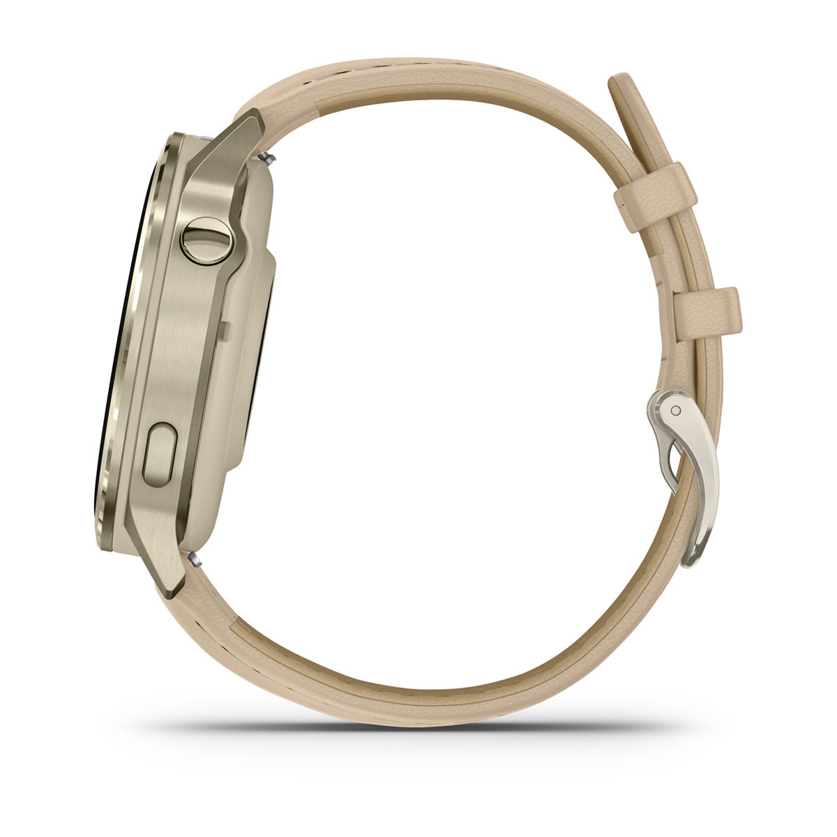 Venu® 4 – 41 mm Lunar Gold with Bone Silicone Band and Light Sand Leather Band - Image 8