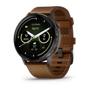 Venu® 4 – 45 mm Slate with Black Silicone Band and Brown Leather Band