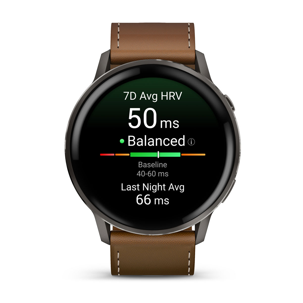 Venu® 4 – 45 mm Slate with Black Silicone Band and Brown Leather Band - Image 2
