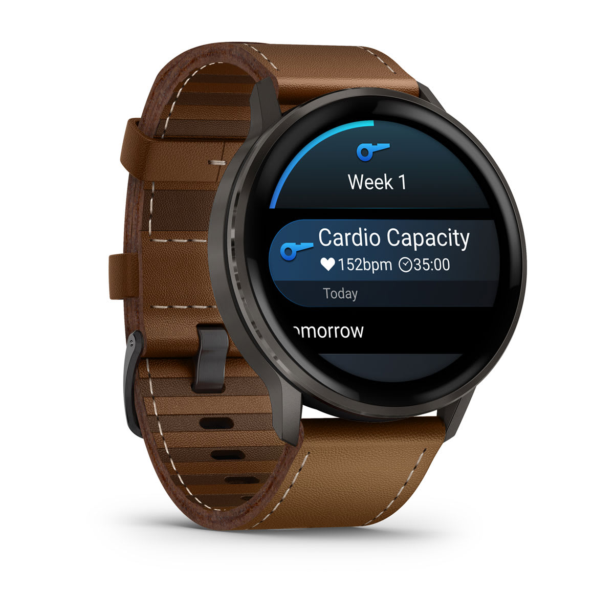 Venu® 4 – 45 mm Slate with Black Silicone Band and Brown Leather Band - Image 3