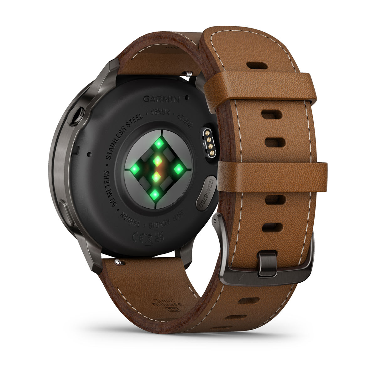 Venu® 4 – 45 mm Slate with Black Silicone Band and Brown Leather Band - Image 7