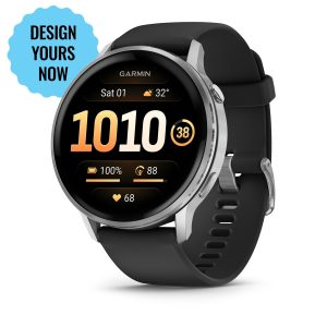 Venu® 4 – 45 mm Silver with Black Silicone Band