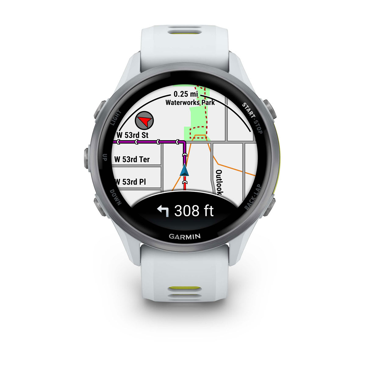 Forerunner® 970 Titanium with Whitestone Case and Whitestone/Translucent Amp Yellow Band - Image 2