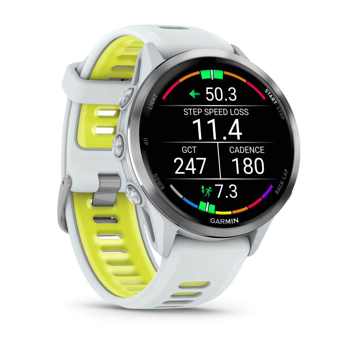 Forerunner® 970 Titanium with Whitestone Case and Whitestone/Translucent Amp Yellow Band - Image 3
