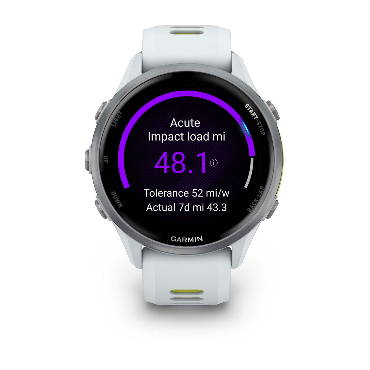 Forerunner® 970 Titanium with Whitestone Case and Whitestone/Translucent Amp Yellow Band - Image 4