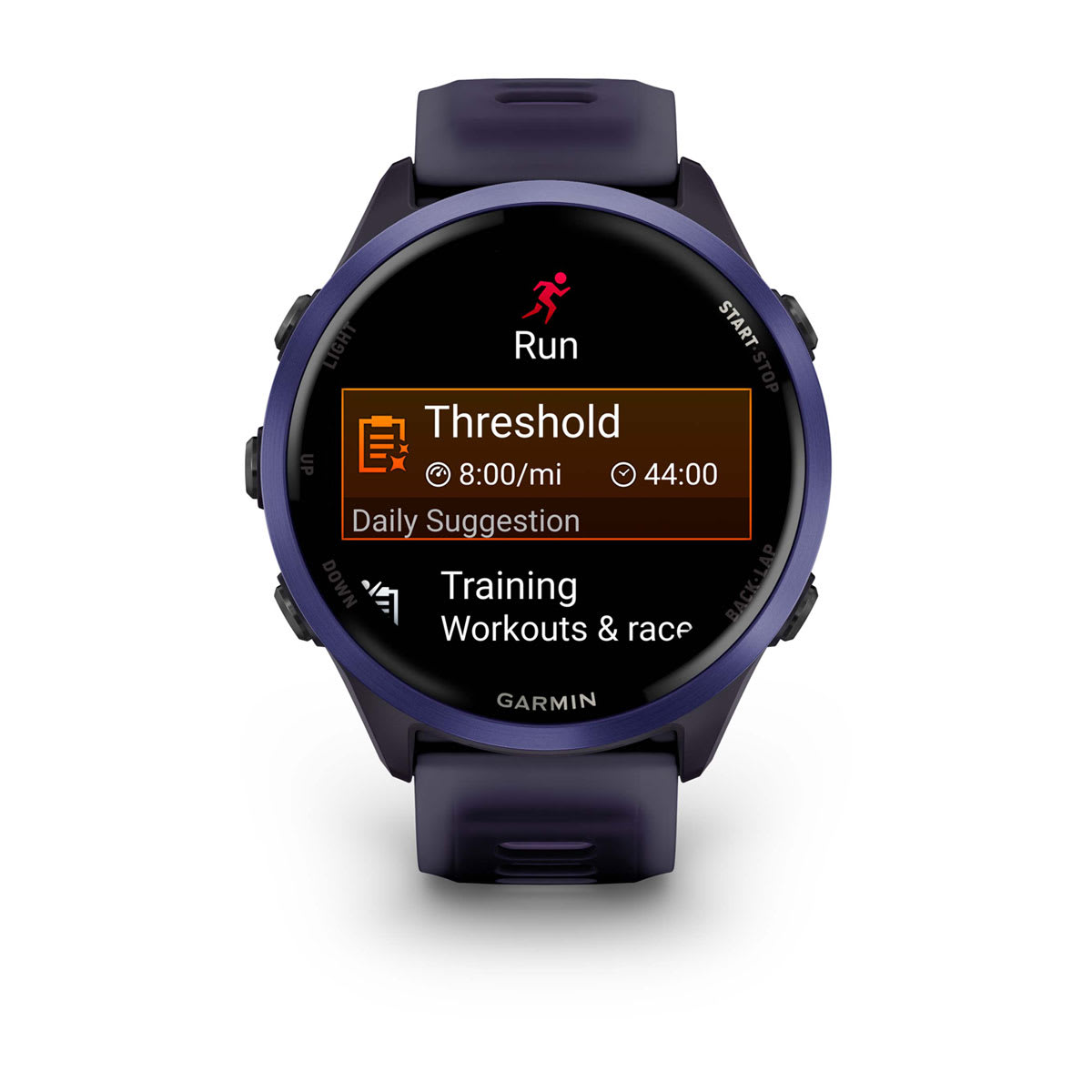 Forerunner® 570 - 47mm Indigo Aluminum with Translucent Imperial Purple/Indigo Band - Image 2