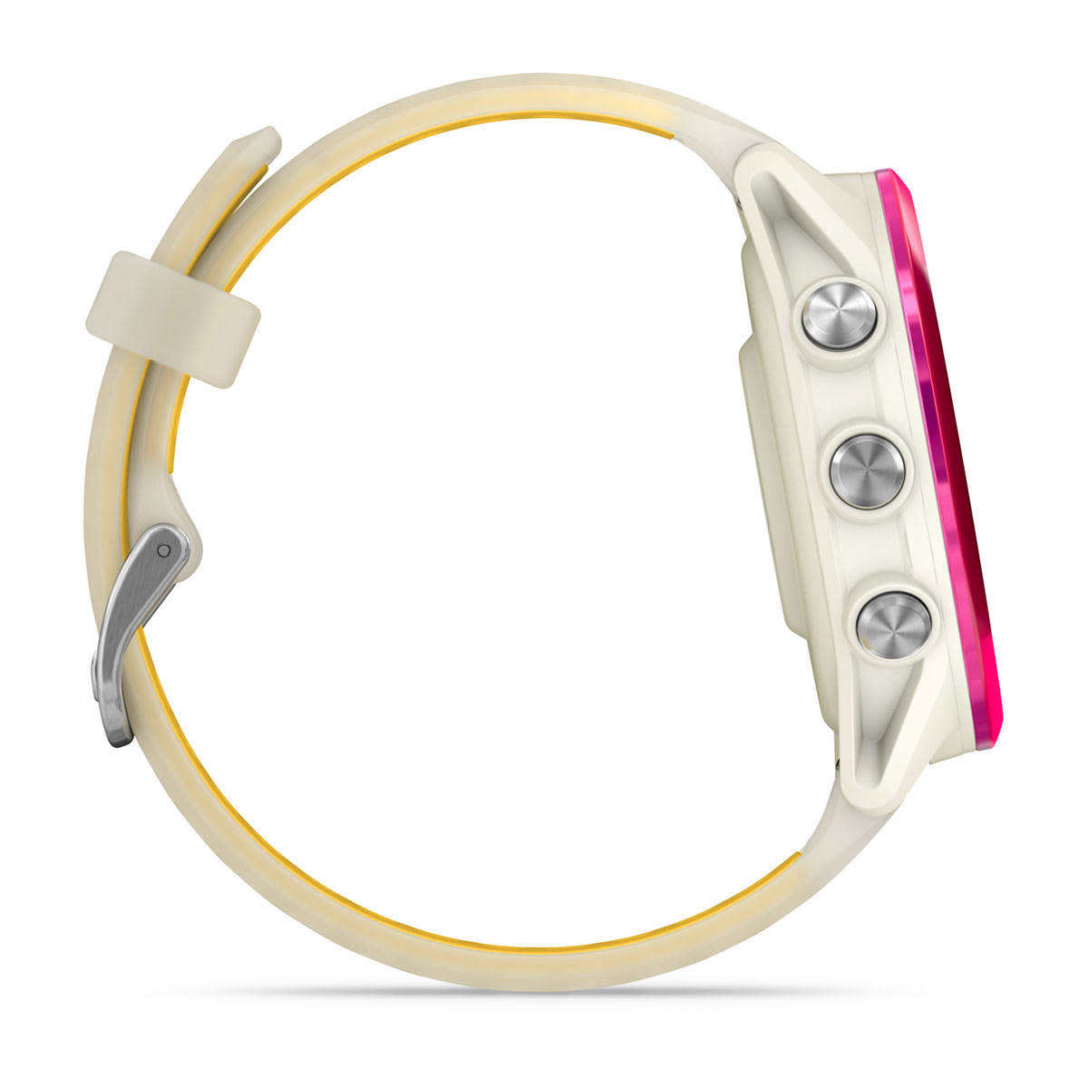Forerunner® 570 - 42mm Raspberry Aluminum with Translucent Bone/Mango Band - Image 5