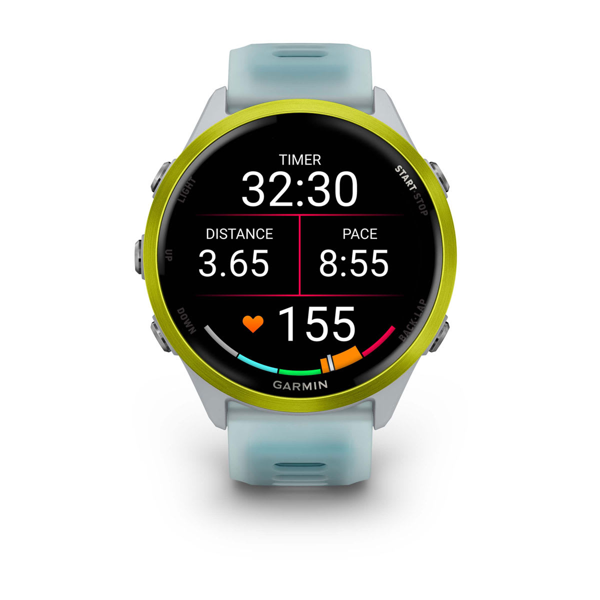 Forerunner® 570 - 47mm Amp Yellow Aluminum with Translucent Whitestone/Turquoise Band - Image 6