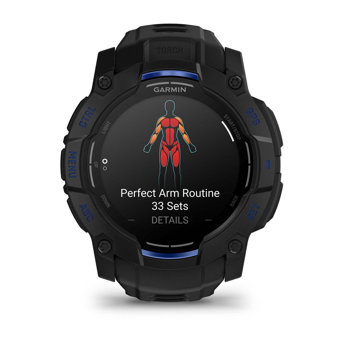 Instinct® 3 – 50 mm, AMOLED Black with Black/Bolt Blue Band - Image 4